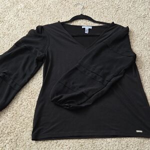 Calvin Klein Black Puff Sleeve Blouse